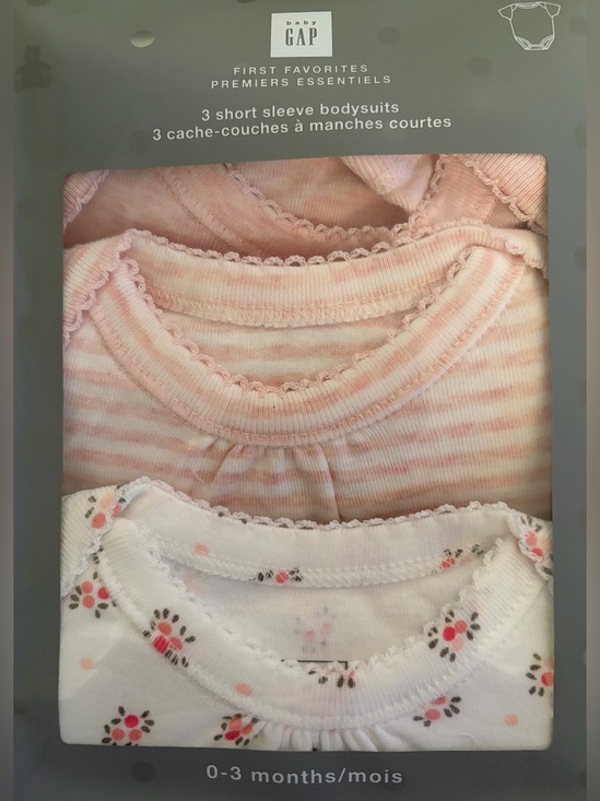 GAP Other - GAP-Baby First Favourite 3pk 100% cotton Short Sleeve Bodysuits-size 0-3mth/pink